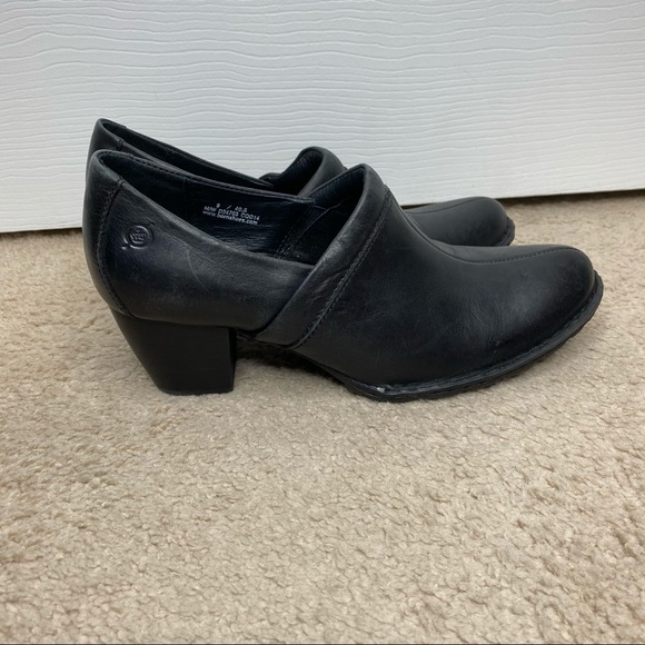 Born Shoes Born Black Leather Chunky Heeled Mules Poshmark